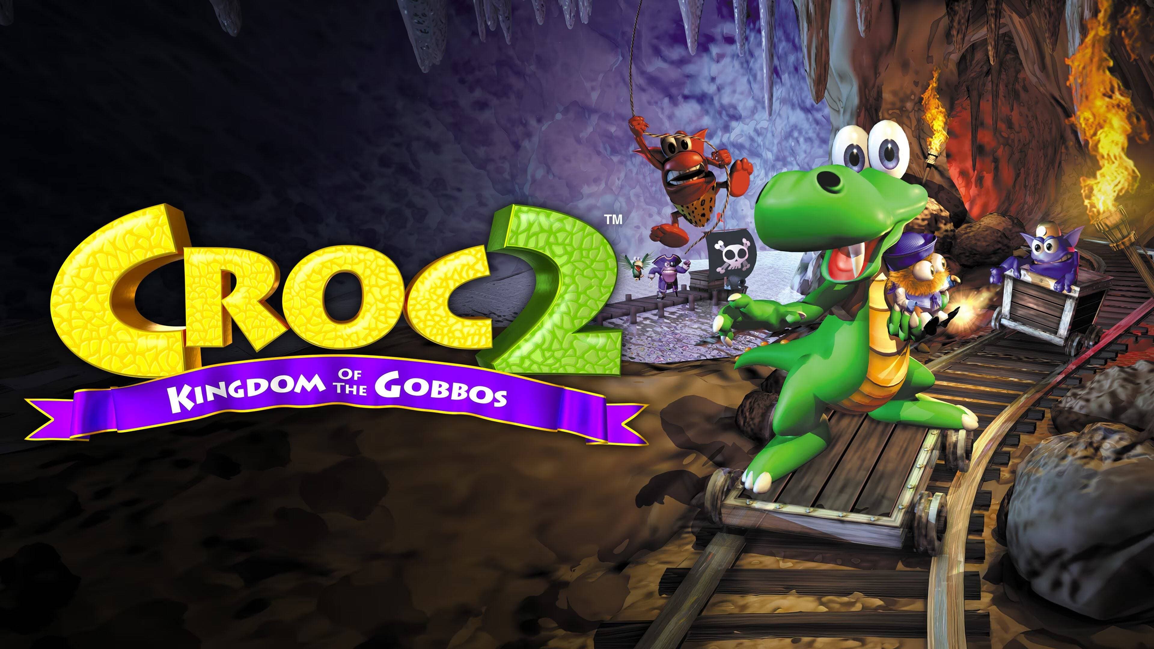 Croc 2 Kingdom of the Gobbos remaster key art featuring Croc the crocodile