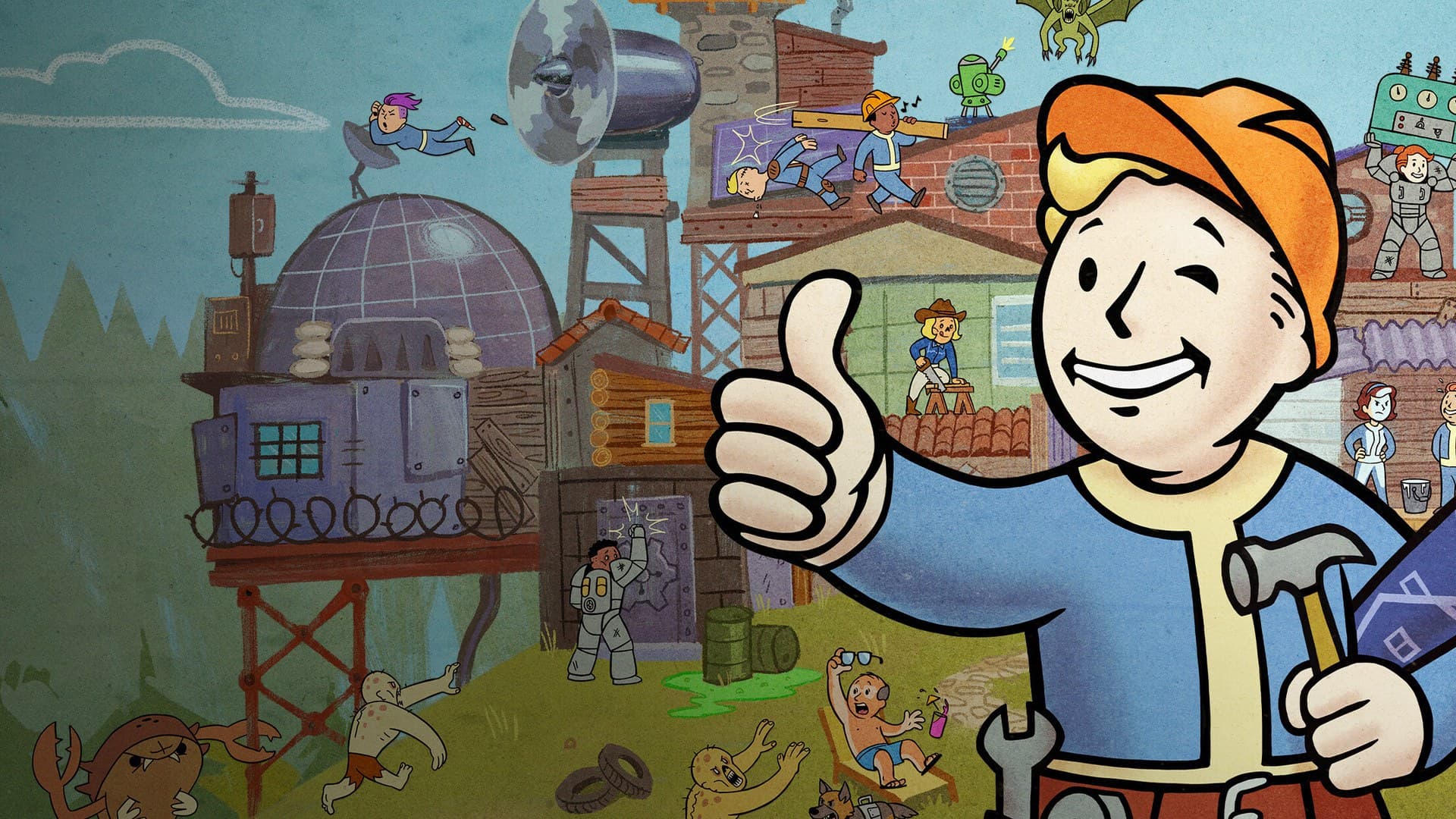 Fallout 76 wasteland landscape with power armor character in Appalachia