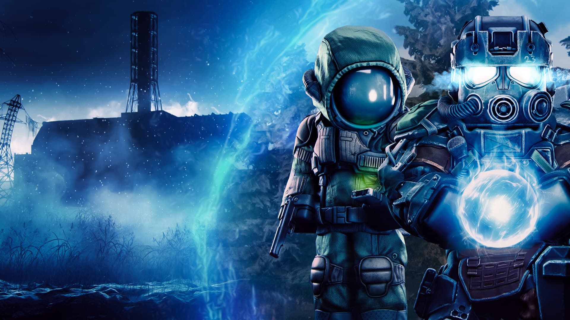STALCRAFT: X key art showing post-apocalyptic Zone environment with armed stalkers