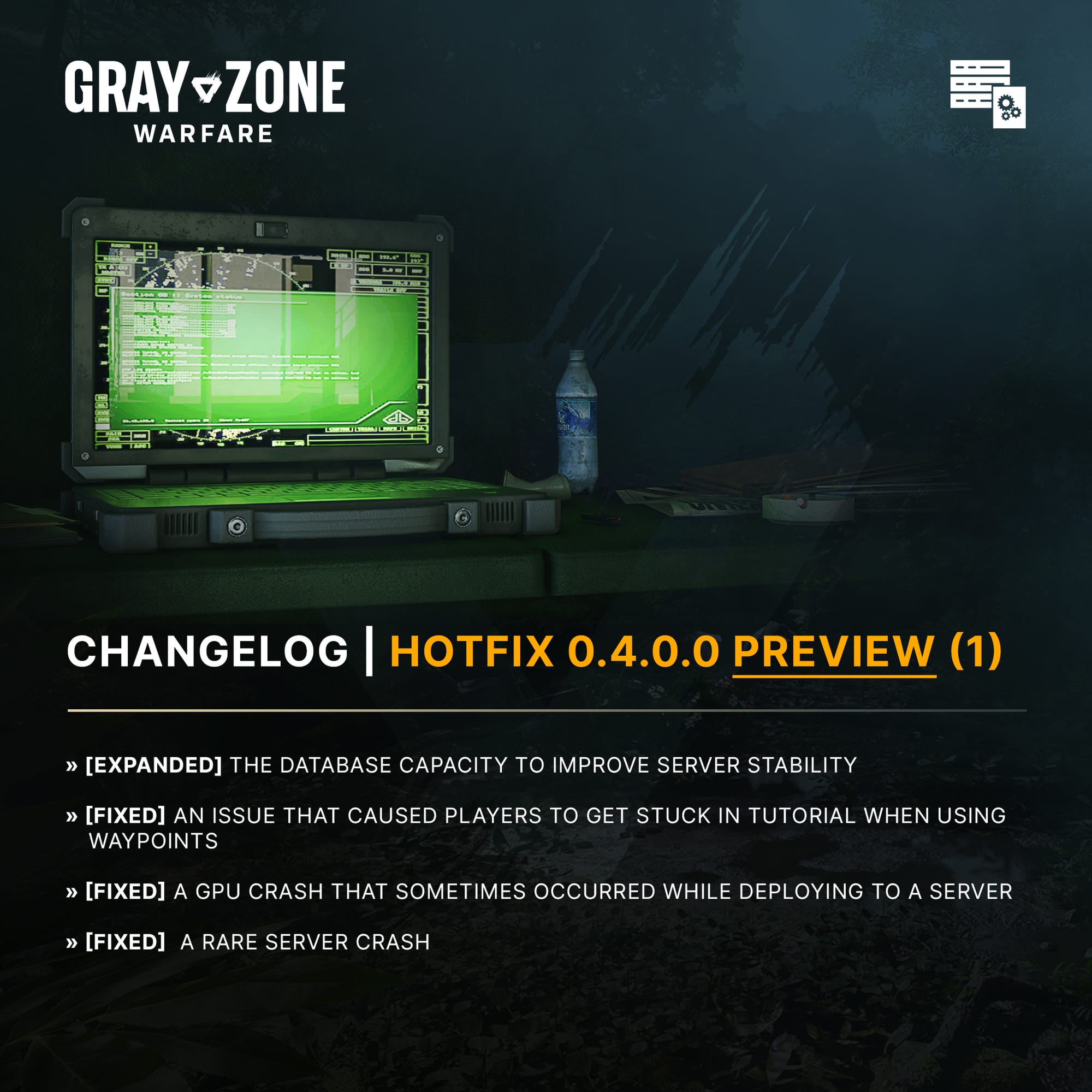 Gray Zone Warfare Hotfix 0.4.0.0 Preview (1) Now Live  (28th March)